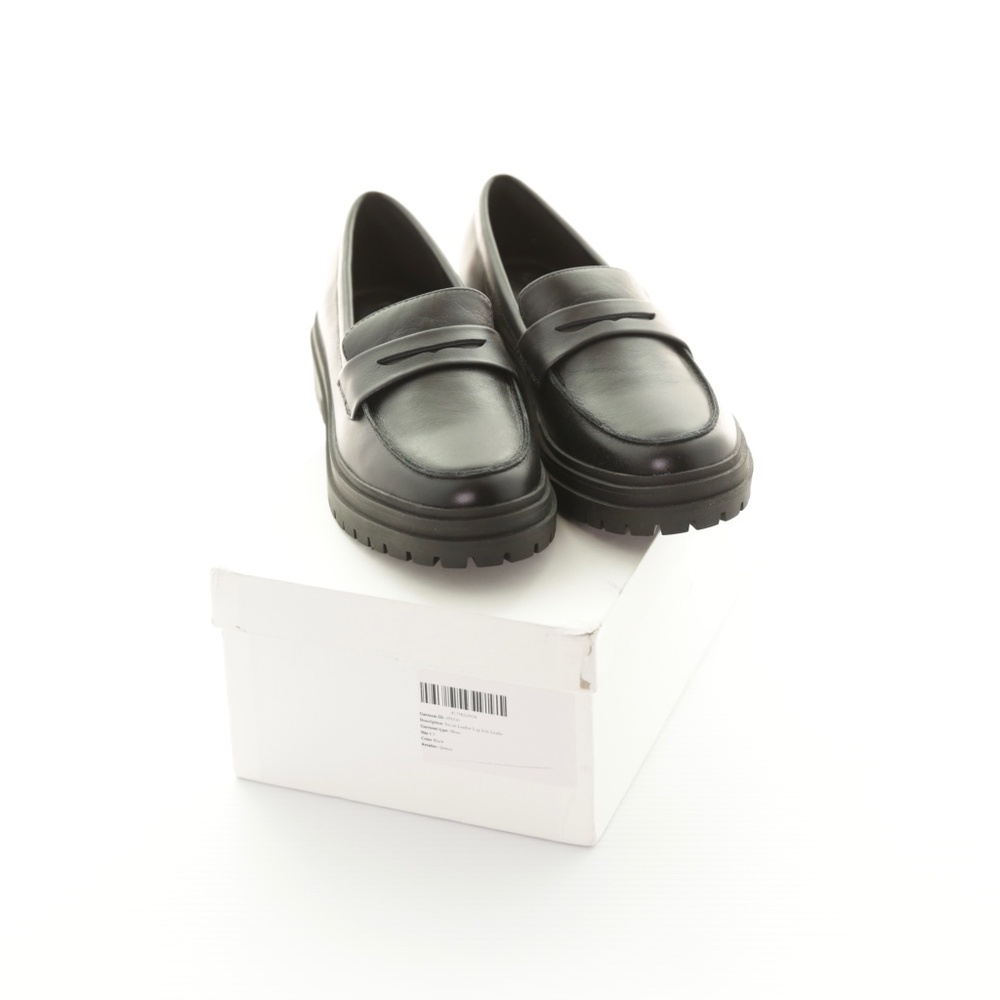 NWT Quince Italian Leather Lug Sole Chunky Slip On Black Loafers Womens 6.5M - Picture 10 of 11
